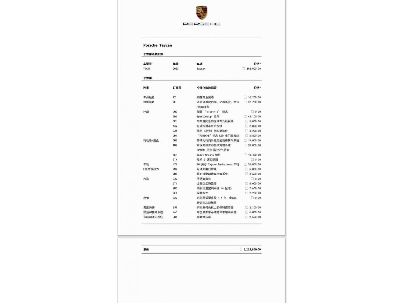 Porsche Taycan 2024