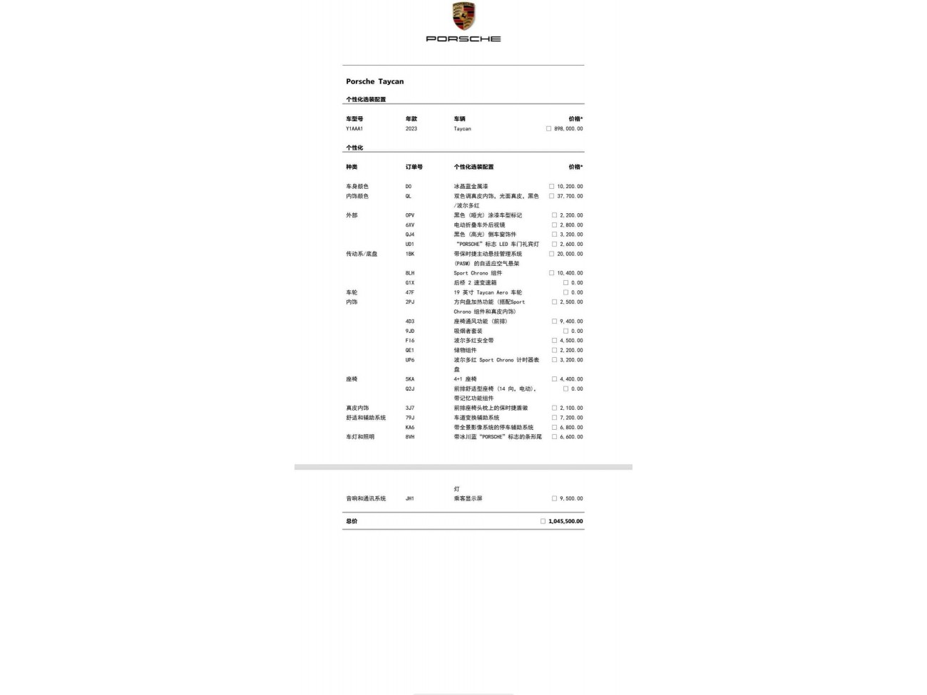 Porsche Taycan 2023