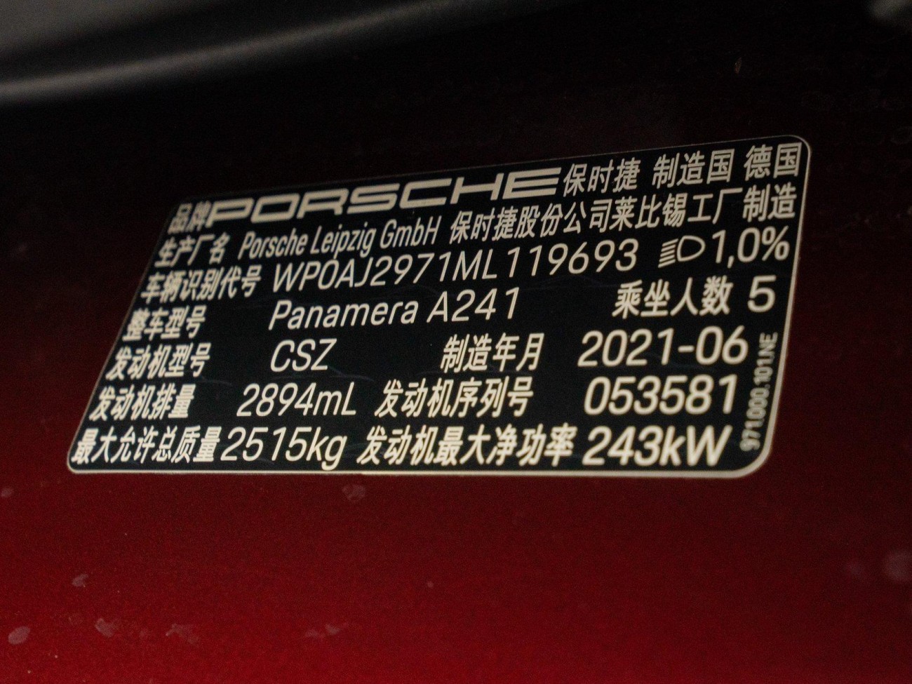 Porsche Panamera 2021